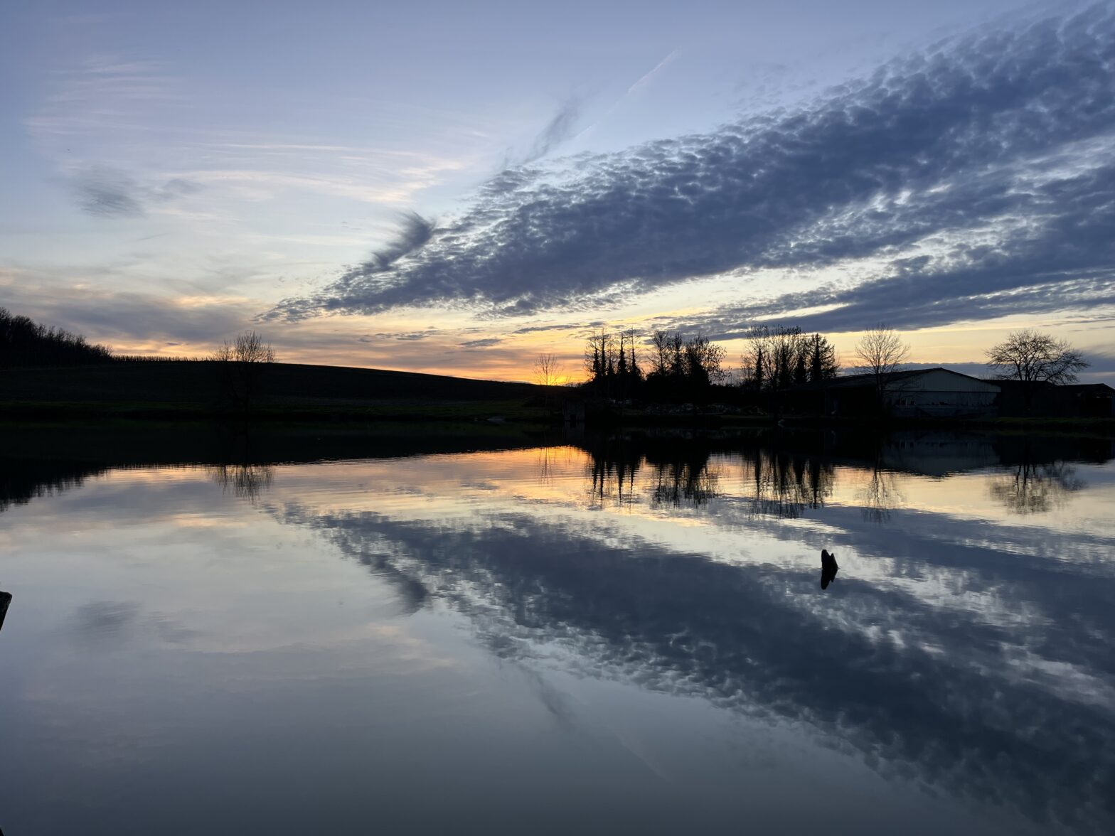 Lake reflecting a sunset